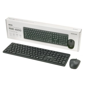 로이체 풀배열 저소음 인체공학 무선 키보드 마우스 세트, 일반형, RMK-4000, 애쉬 그레이