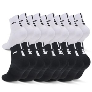 화이트울프 더블 쿠션 스포츠 중목 양말 2종 x 5켤레 세트, 블랙, 화이트