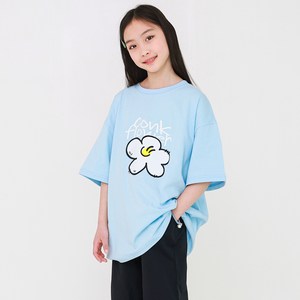 제니 여아용 오버핏 콘플라워 반팔 티셔츠 JN2042T