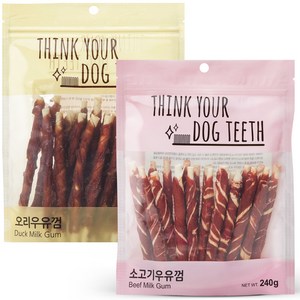 Think your dog teeth 스틱 오리 24p + 소고기 20p 세트, 1세트, 오리, 소고기