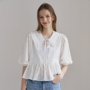 벰버 LACE COLLAR RIBBON BLOUSE