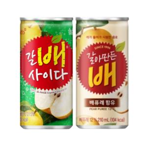 [한번에먹자쇼핑몰] 갈아만든 배 210ml 15캔 + 갈배사이다 210ml 15캔 / 총 30캔 혼합세트, 30개