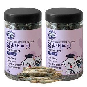 펫티즈 동결건조 큐브 트릿 강아지 고양이 간식, 70g, 2개, 열빙어