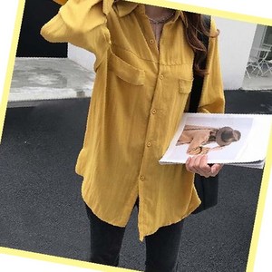 긴팔 무지데님 셔츠 상의 칼라넥 빈티지 캐주얼