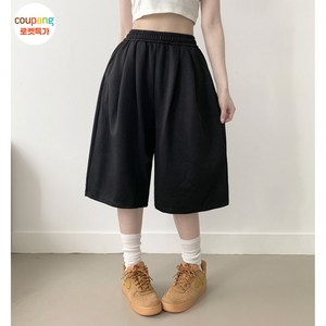 부기샵 키르 밴딩 핀턱 주름 와이드 밴딩 반바지 버뮤다팬츠