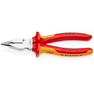 KNIPEX 08 26 185 다중 구성 요소 케이스로 절연된 포인티드 조합 플라이어 VDE 테스트 크롬 도금 185mm, 1개