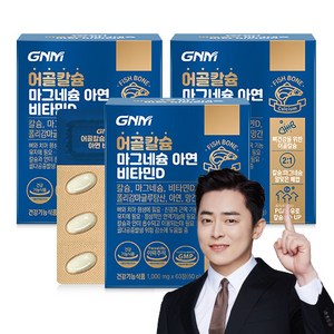 GNM 어골칼슘 마그네슘 아연 비타민D / 망간 폴리감마글루탐산 뼈건강, 60정, 3개