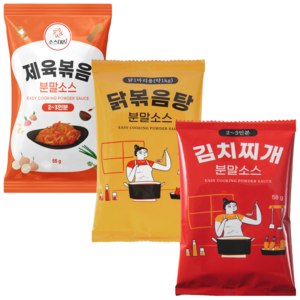 김치찌개소스 58g+제육볶음소스55g+닭볶음탕소스80g 한식소스 3종세트, 1세트, 193g