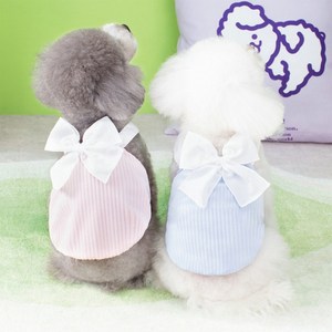 체리레이 반려동물 여름 리본 원피스 [1134], 블루, 1개