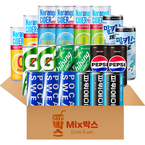 [믹스박스] 제로탄산 6종 + 이온음료 3종세트, 2세트, 240ml