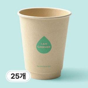 아이엠그리너 대나무 이중 단열 종이컵 PLA 코팅 12온스 400ml, 1세트, 25개