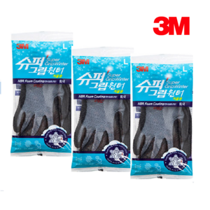3M 슈퍼그립 윈터 겨울 기모 코팅작업장갑, 그레이M, 5개
