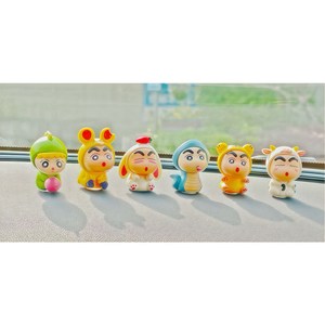 [귀여운 자동차 인테리어 소품] 짱구는 못말려 피규어 6종 세트 차량 대시보드 장식/자동차 꾸미기 인형, 1개, 짱구6종세트Style1