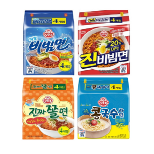 오뚜기 진비빔면 4입+진짜쫄면 4입+콩국수라면 4입+메밀비빔면 4입, 1세트
