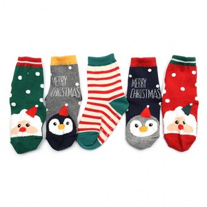 펭귄산타 5켤레 국산 아동 크리스마스 선물 유아 아기 어린이집 산타 양말 세트