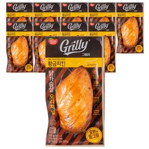 [다만세푸드] 동원 그릴리 황금치킨 닭가슴살 오리지널 105g x 10개 (위생물티슈 증정)