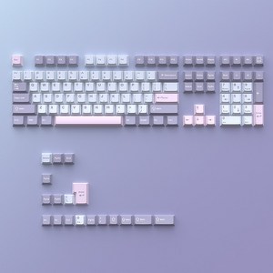 ZEN 커스텀 키캡 PBT Cherry/채리/MOA - 기계식 키보드 키캡 캐릭터 그라디언트/그라데이션 패턴 컨투어, Cherry profile, 마카롱 (블루)