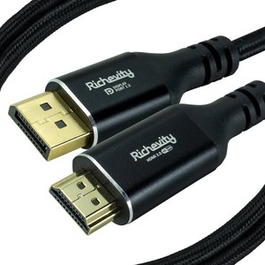 리체비티 4K 하이퀄리티 액티브 DP to HDMI 2.0 케이블, 2m, 1개