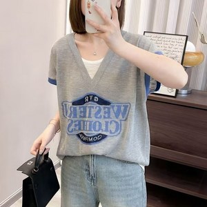 E-42 배색 레이어드 루즈핏 반팔티