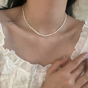 못난이 담수 진주 목걸이 얇은 작은 pearl necklace