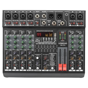 dj 믹서 음향기기 6채널 오디오 DJ 믹서 개별 48V 2 AUX 출력 믹싱 콘솔 7 밴드 EQ 99 효과 USB 블루투스, 01 EU PLUG