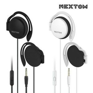 넥스톰 귀걸이형 귀안아픈 4극 통화가능 클립형이어폰 NXT-300E 블랙