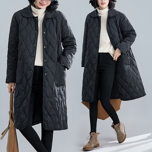 DarjinQD 여성 카라넥 퀼팅 데일리 롱 누빔 패딩 E47