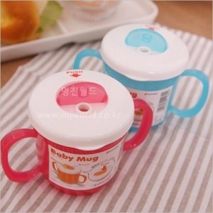베이비 양손 머그컵/전자렌지가능/애기컵/빨대컵, 1개, 파랑