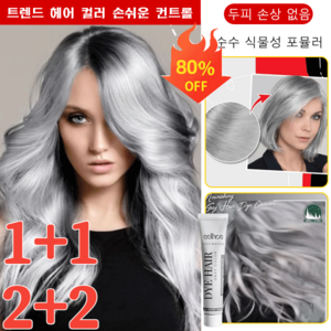 1+1/2+2 염색 효과 오래 지속 헤어 손상 방지 실버 그레이 염색제 100ML, 100ml*[2+2], 100ml *[2 + 2]
