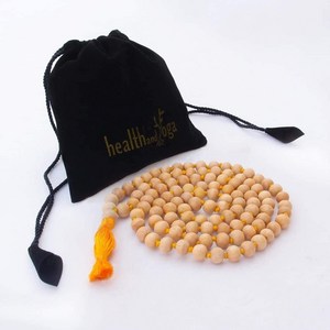 HealthAndYoga Tulsi Wood Mala (108 + 1 Round 8mm B HealthAndYoga 툴시 우드 말라(108+1 라운드 8mm 구슬 술 포함)- 홀, 1개, Brown
