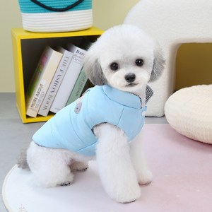 별숲 강아지 겨울 산책 하네스 패딩 조끼, 스카이블루