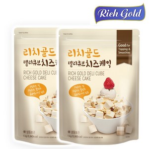 [냉동]동서 리치골드 델리큐브 치즈케익 1kg 2개세트, 2개