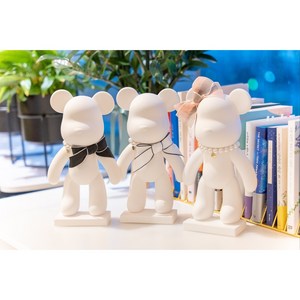 카모조이 27cm대형 베어브릭 빅베어 석고방향제, 화이트리본곰, 코튼화이트