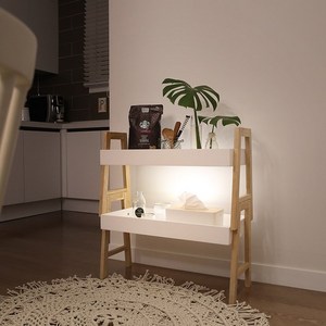 벤트리 고무나무 원목 수납 선반 (4color 택1) 소품 화분선반, 화이트