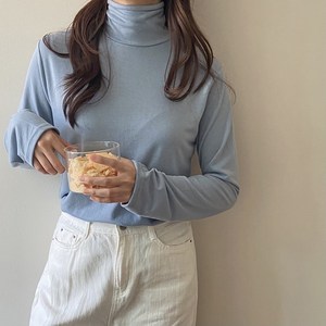 리앤베르 국내제작 소프트 스판 레이어드 목폴라 긴팔 티셔츠