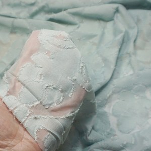 원단대장 폴리스판 청자색 기하학적 왕관무늬 우라기리 비치는천 빈티지스타일 자체제작 의류 원단, 1개