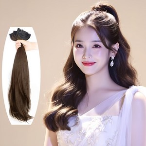 메이스 여신 붙임머리 자연스런C컬 부분 가발 60cm 3피스 1세트, 1개, 브라운3P
