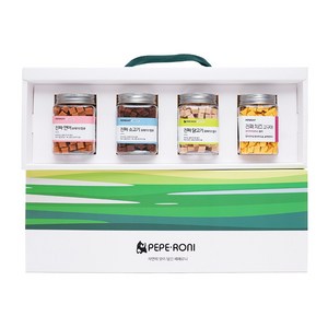 Gift box 페페로니 진짜 시리즈 4개 SET 연어+소고기+닭고기+치즈고구마, 초록빛 들판