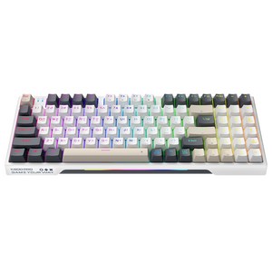 Machenike 매카닉 저소음 RGB 유선 게이밍 기계식 키보드, 은축, K500 Pro-B94, 화이트/그레이