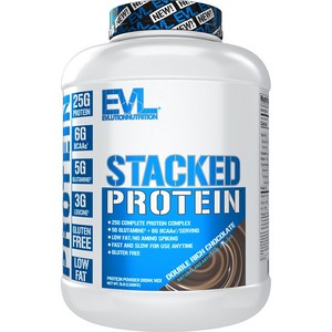 EVLUTIONNUTRITION 스택드 프로틴 더블 리치 초콜릿 맛, 2.268kg, 1개