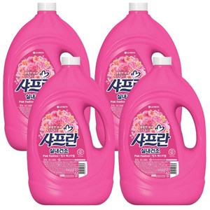 샤프란 실내건조 섬유유연제 핑크 페스티벌 본품, 3.1L, 4개
