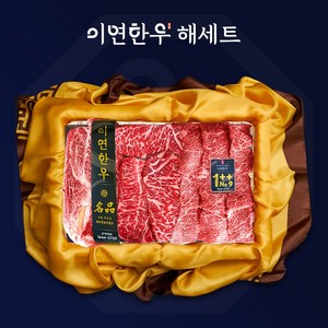 이연한우 1++ 투뿔 구이용 한우선물세트 해세트(등심+채끝+살치), 1개, 1.4kg