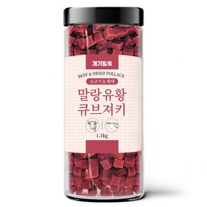 개기월식 말랑 유황 큐브 져키 강아지간식, 혼합맛(소고기/황태), 1.1kg, 1개