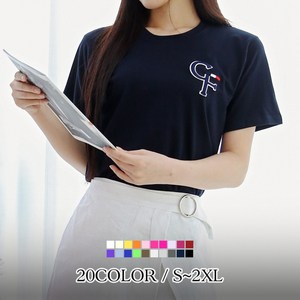 [당일출고] 여자친9 영문 볼륨자수 (S~2XL) 소프트 반팔티셔츠 22칼라-국내제작