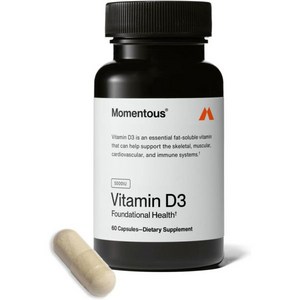 Momentous Vitamin D3 Supplement - 5000 IU Capsules fo Foundational Health Suppot - NSF Cetified, Momentous Vitamin D3 Supplemen, 1개, 60정