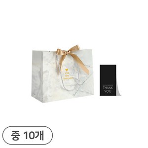 27리빙 선물 쇼핑백 10p+감사 스티커 10p, 04 대리석 골드리본, 중