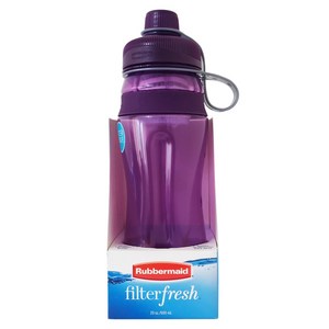 러버메이드 필터프레시 정수필터 보틀 물병 600ml(보라색) +필터내장 Rubbermaid BPA FREE, 1개, 600ml