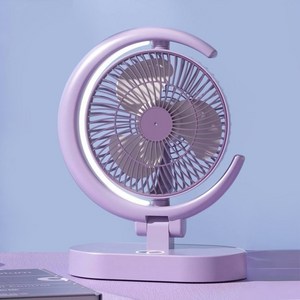 USB충전식 미니 선풍기 야간 조명 포함휴대용탁상용선풍기, 자주색