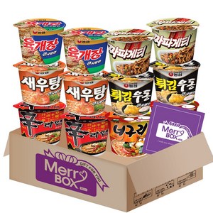 큰컵라면세트12개(신라면2+새우탕2+육개장2+너구리2+튀김우동2+짜파게티2), 1박스