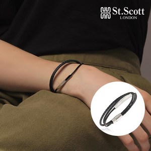 세인트스코트 STJ-SB4006 본사 정품 더블 락킹 레이어드 레더 팔찌